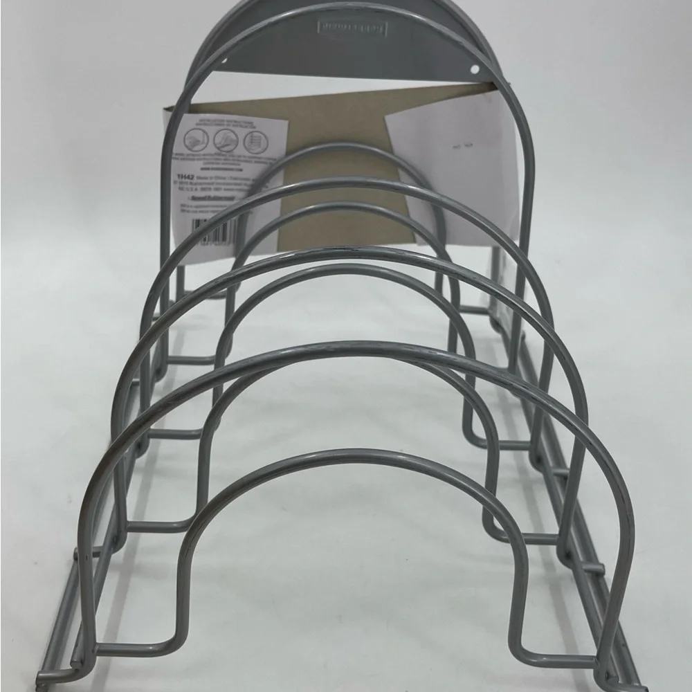 Rubbermaid 4 Tier Heavy-Duty Pot Pan Organizer Racks Cookware Lids Holder Silver